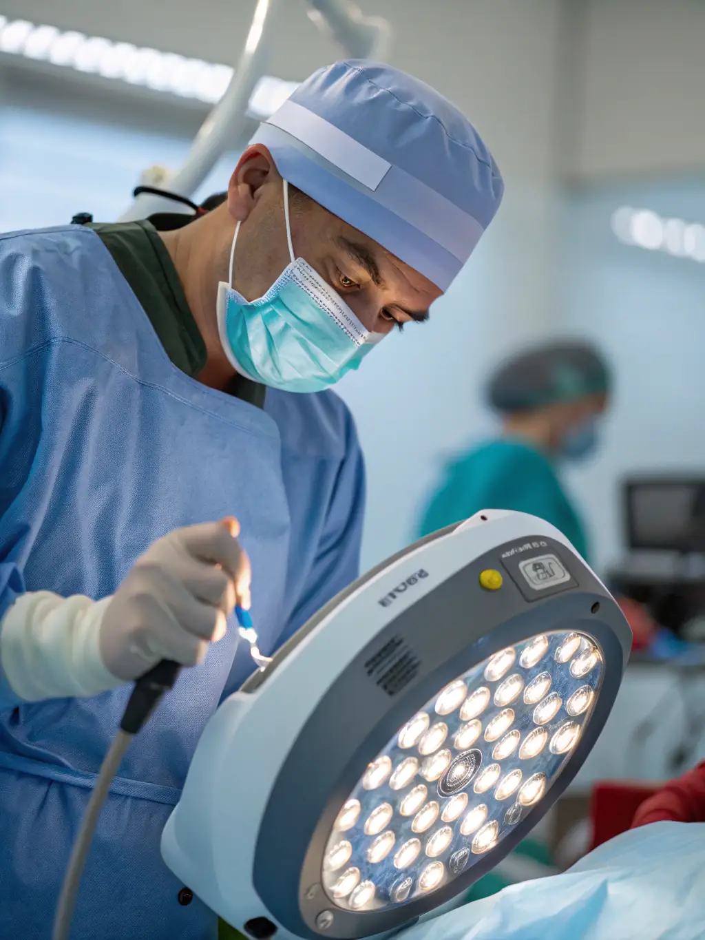 A surgical team performing liposuction on a patient's leg, demonstrating a surgical intervention to remove excess fat deposits caused by lipedema.