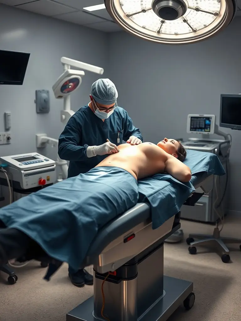 A patient undergoing water-assisted liposuction, showing a modern surgical technique used to remove lipedema fat with less trauma to surrounding tissues.